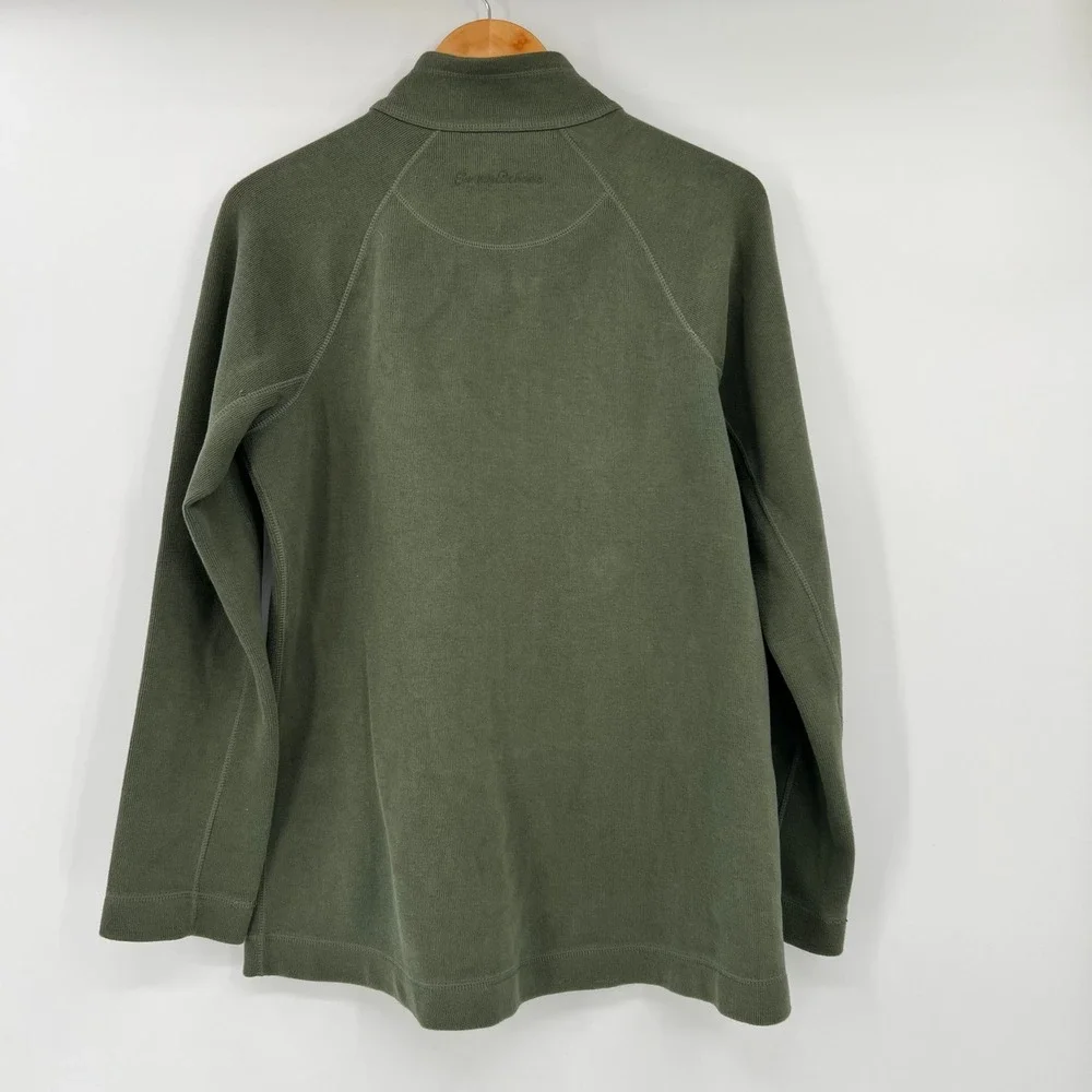 Tommy Bahama Mens Large Olive Green Full Zip Mock Neck Cotton Blend Sweater
